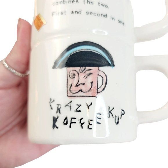 VINTAGE Krazy Koffee Kup Kitschy Double Stacked Funny Novelty Coffee Mug Japan - Picture 6 of 10